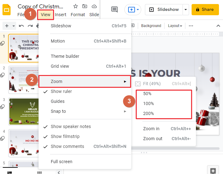 How to zoom in a google slide 7