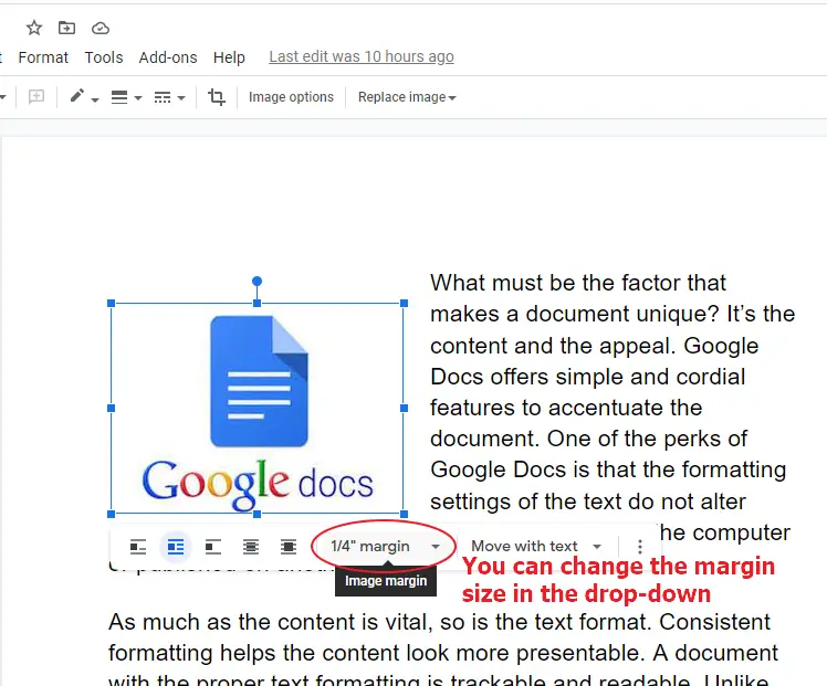 how to wrap text in google docs 4