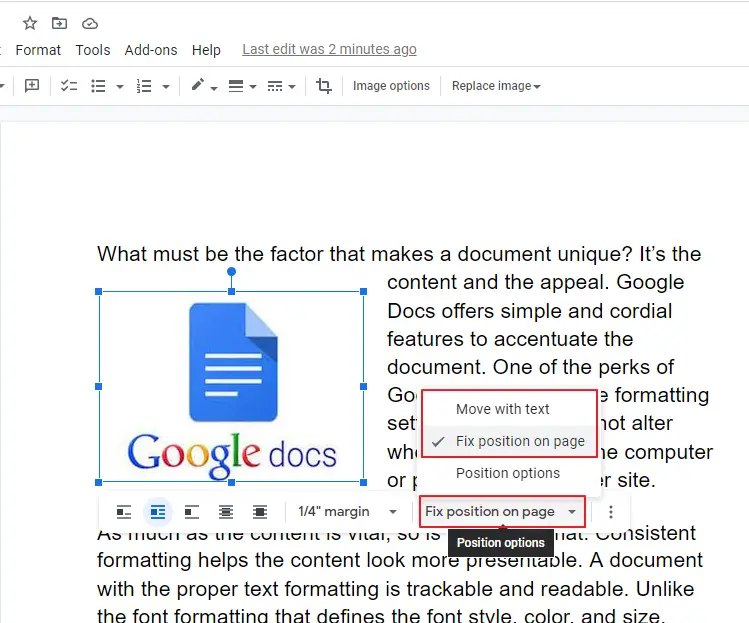 how to wrap text in google docs 5