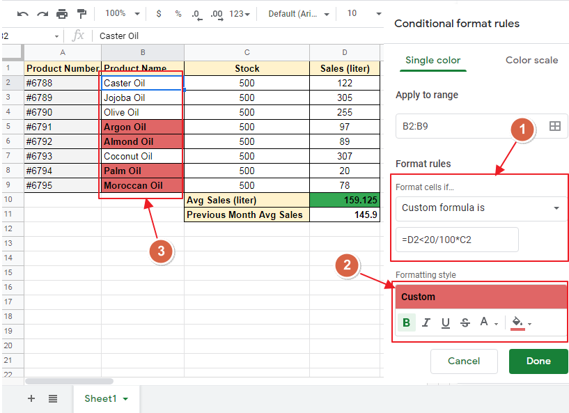 conditional formatting based on another cell google sheets 11