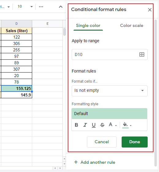 conditional formatting based on another cell google sheets 5