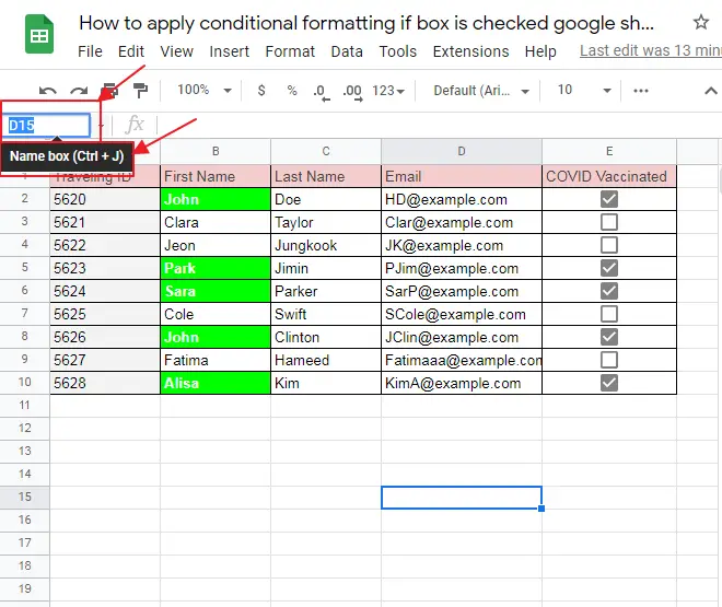 conditional formatting if box is checked google sheets 11
