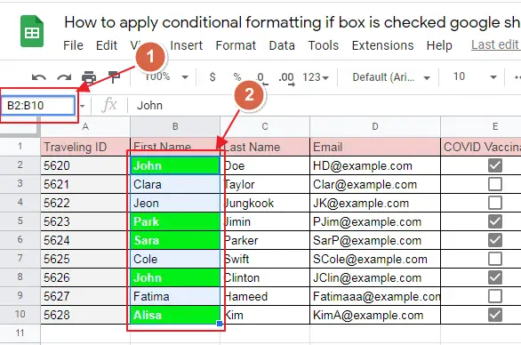 conditional formatting if box is checked google sheets 12