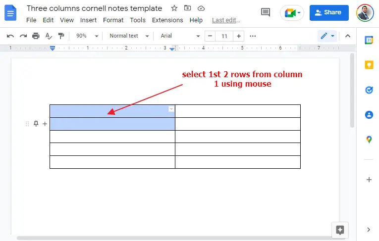 cornell notes template google docs 13