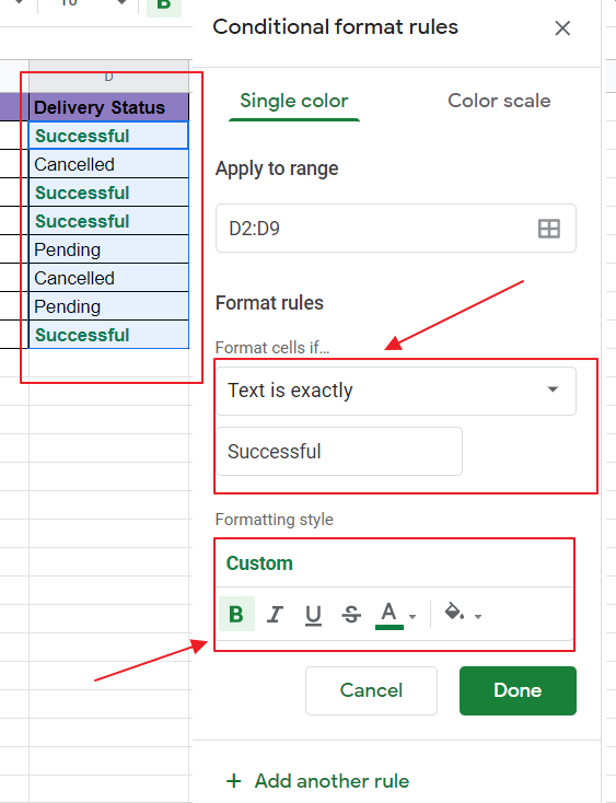 google sheets conditional formatting text color 6