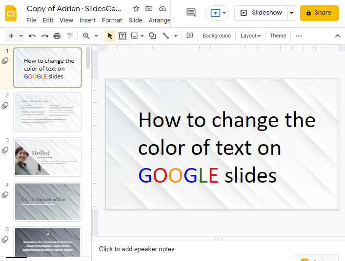 how to change color of text on google slides 1