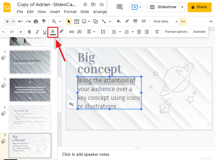 how to change color of text on google slides 3