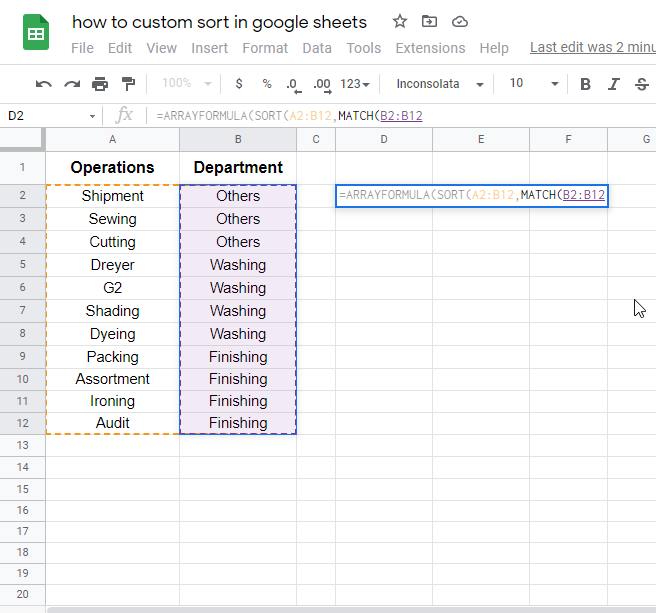 how to custom sort in google sheets 2.2