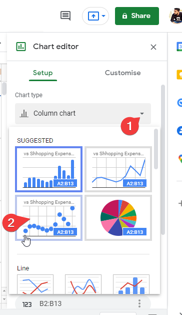 how to find slope on google sheets b.2
