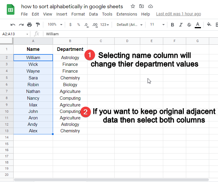 how to sort alphabetically in google sheets 2