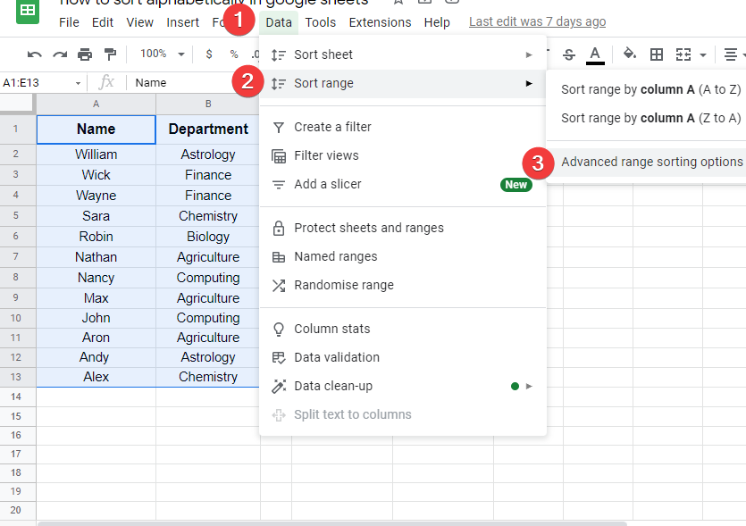 how to sort alphabetically in google sheets 3.3