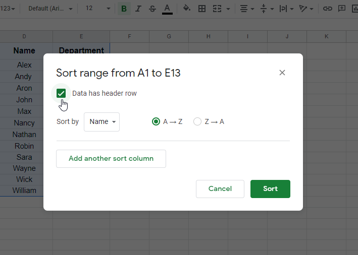 how to sort alphabetically in google sheets 3.4
