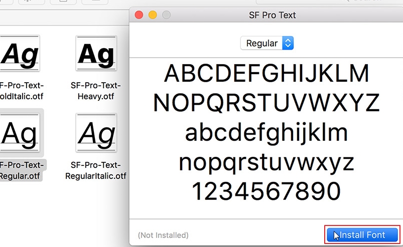 install font on MAC