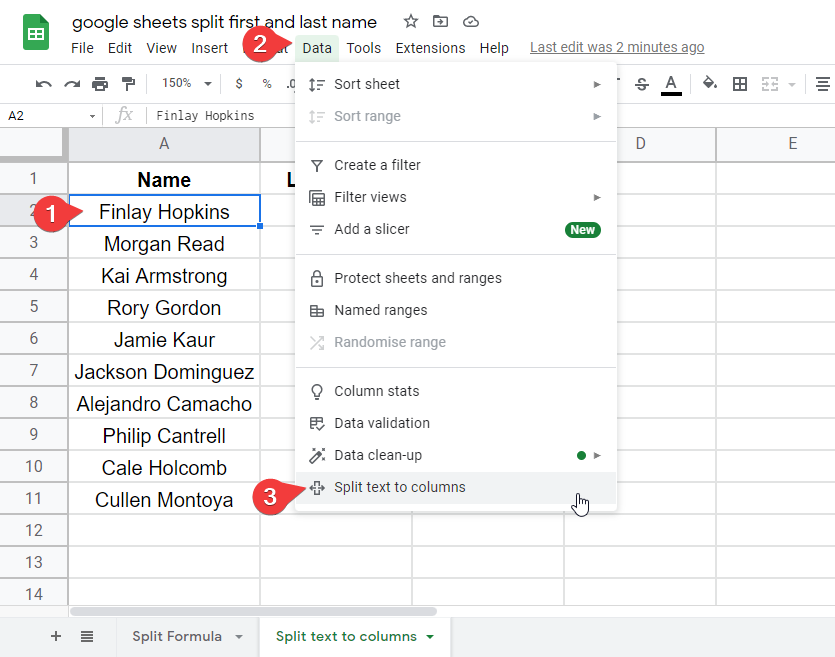 split first and last name in google sheets 5