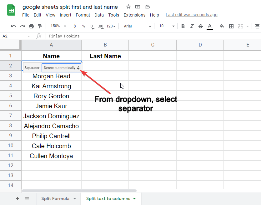 split first and last name in google sheets 6.0