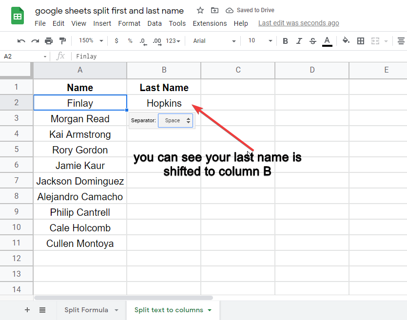 split first and last name in google sheets 6.2