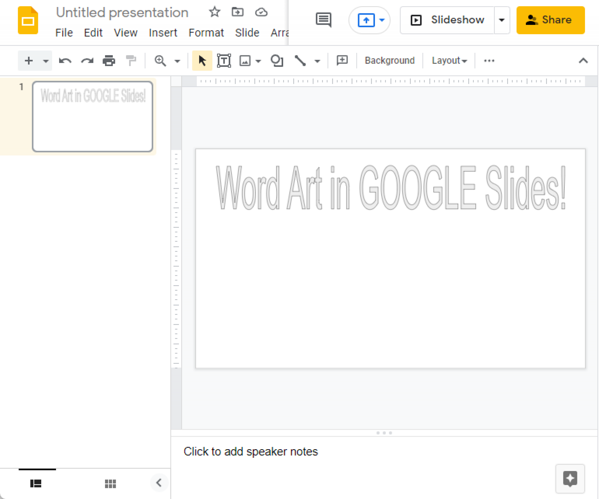 google presentation word art