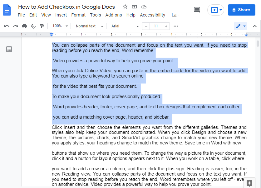 How to Add a Checkbox in Google Docs 2