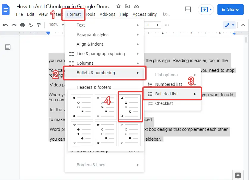 How to Add a Checkbox in Google Docs 5