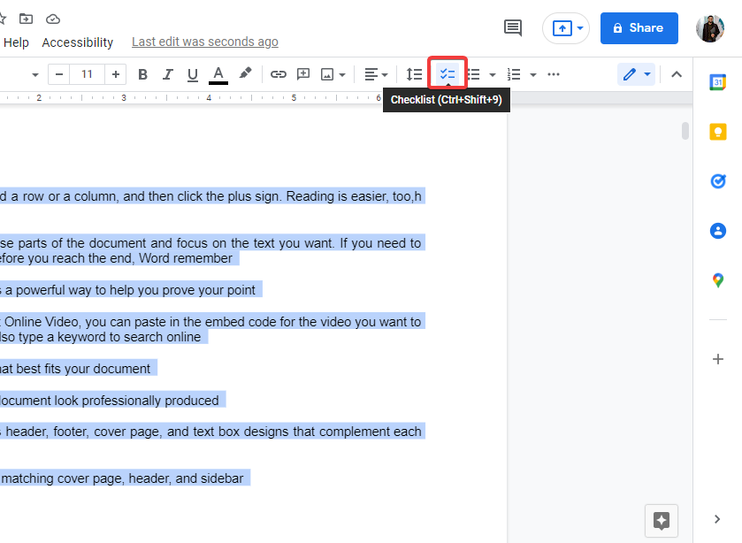How to Add a Checkbox in Google Docs 7