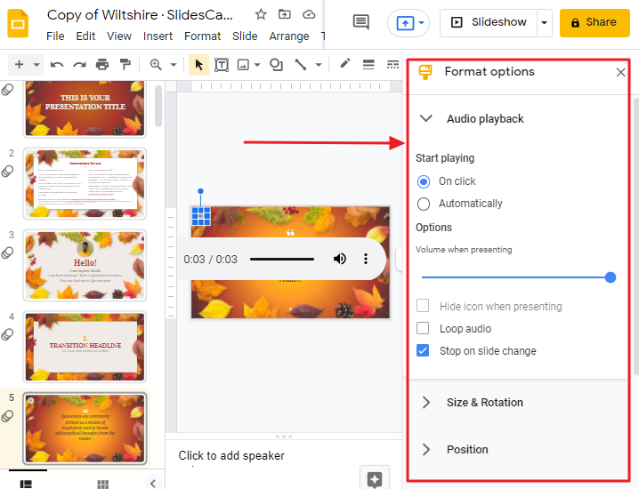 How to add audio to google slides 8