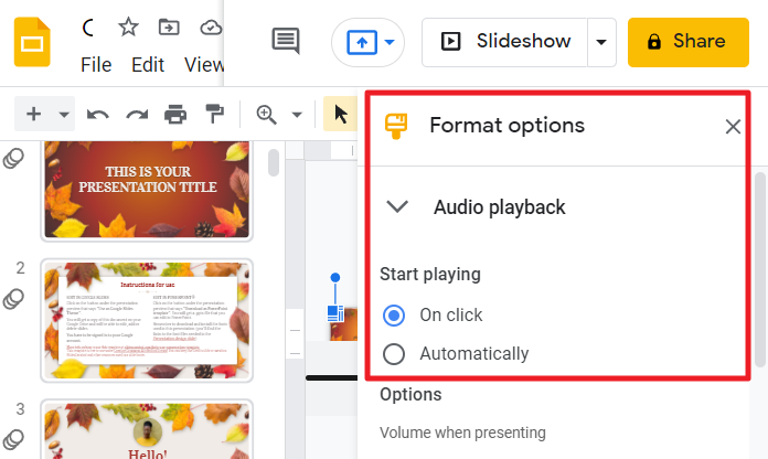 How to add audio to google slides 9