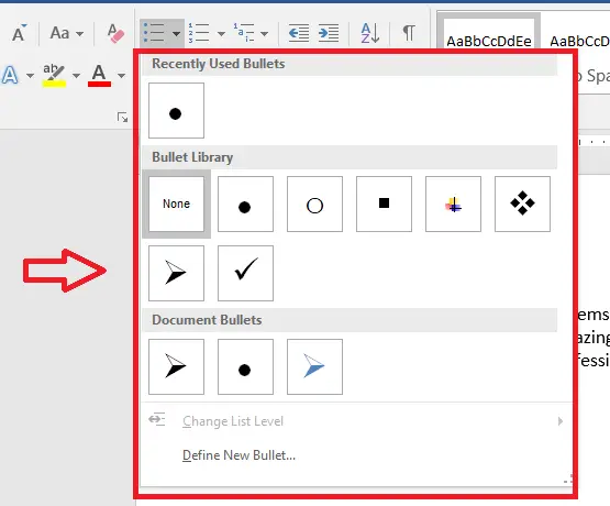 How to change the Colour and Size of the bullets in MS Word png 4