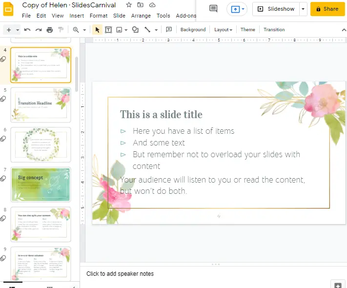 How to get the link for a google slide 1