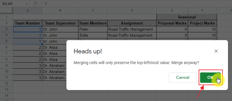 How to merge cells in Google Sheets 12