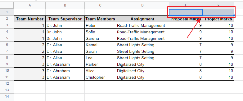 How to merge cells in Google Sheets 2