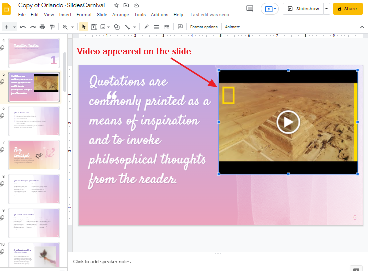 How to put a video in google slides 6