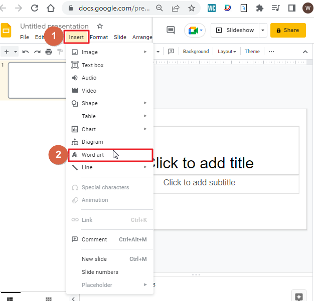 How to put an outline on text in google slides 2