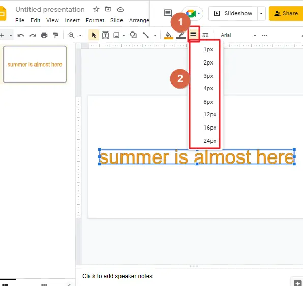 How to put an outline on text in google slides 8