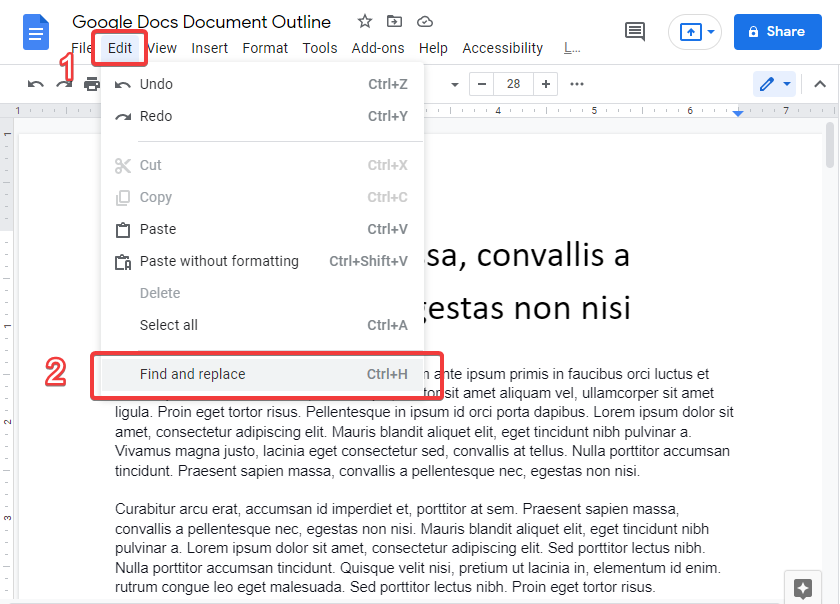 How to search for a word in google docs 1
