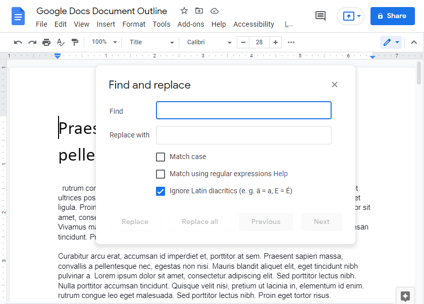 How to search for a word in google docs 2