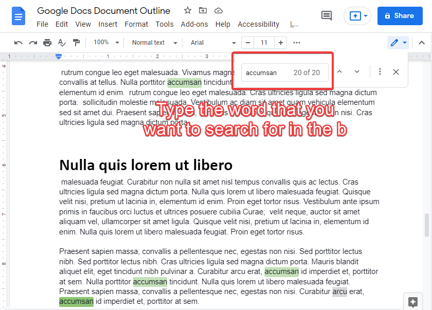 How to search for a word in google docs 6
