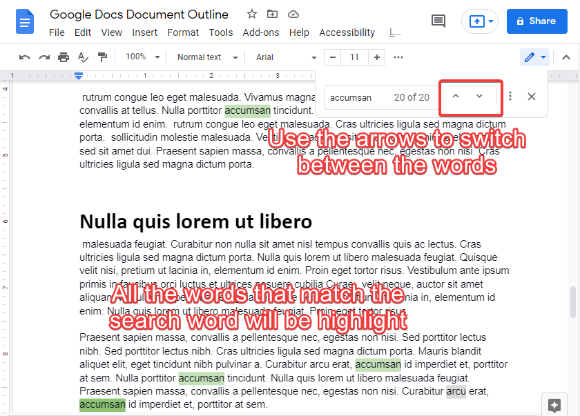 How to search for a word in google docs 7