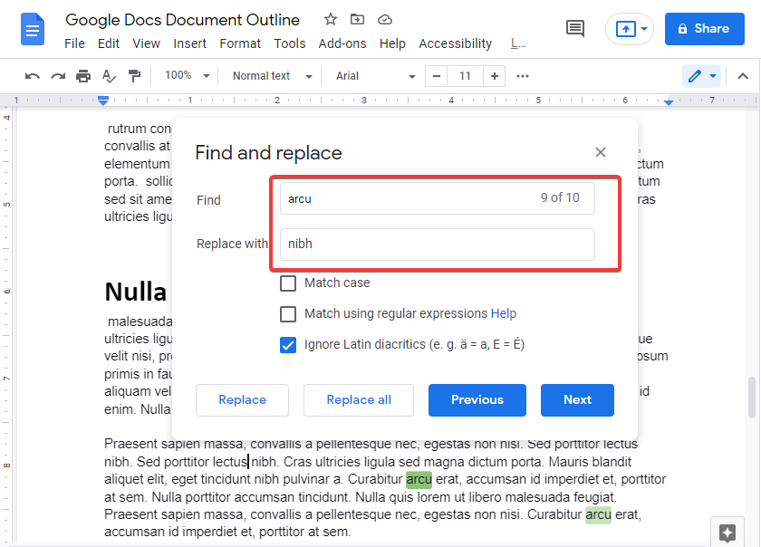 How to search for a word in google docs 8