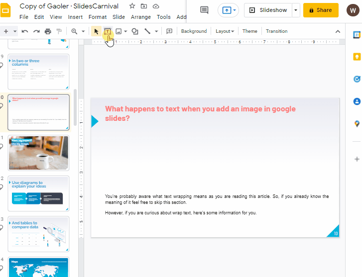 How to wrap text in google slides 1