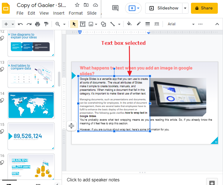 How to wrap text in google slides 10
