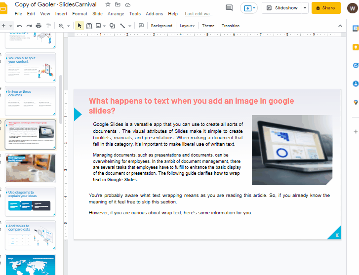 How to wrap text in google slides 2