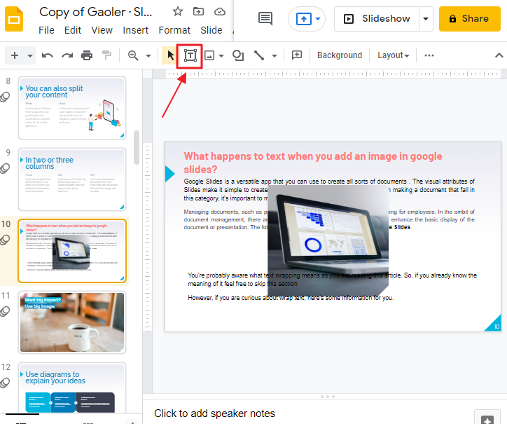 How to wrap text in google slides 3