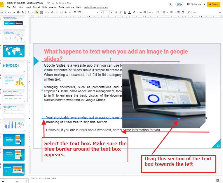 How to wrap text in google slides 7