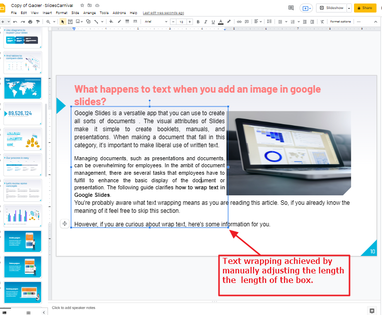 How to wrap text in google slides 8