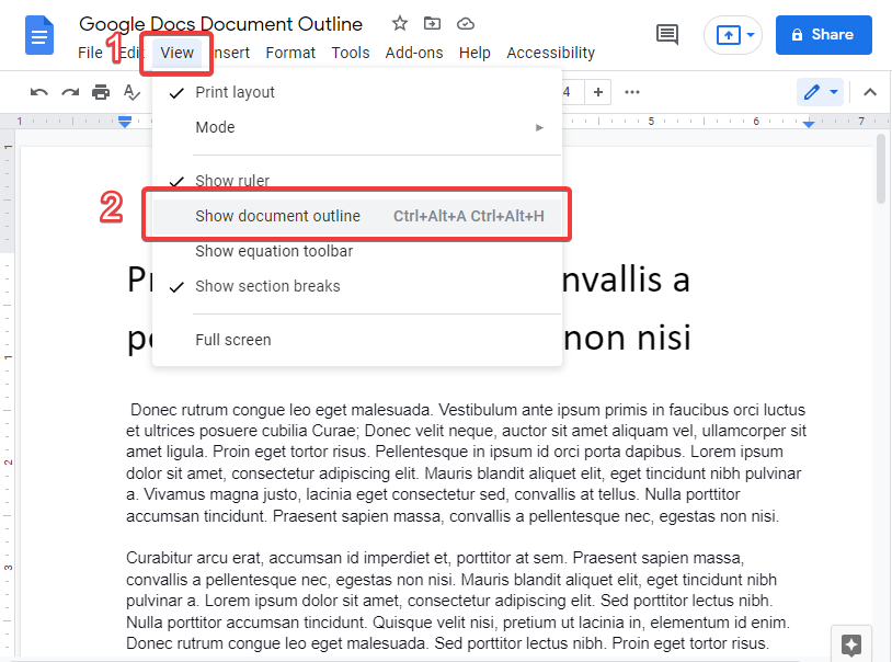 how to add a document outline in google docs 2