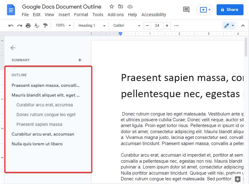 how to add a document outline in google docs 3