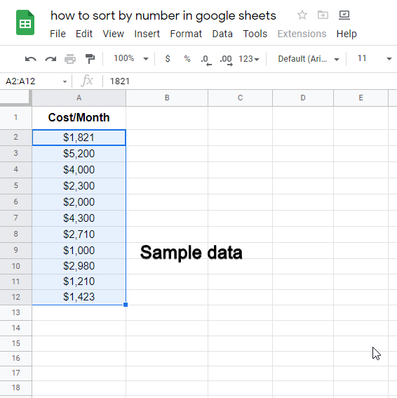 how to sort by number in google sheets 1