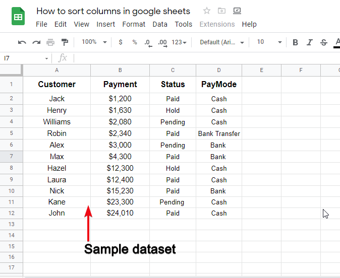 how to sort columns in google sheets 1