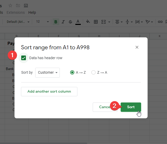how to sort columns in google sheets 3