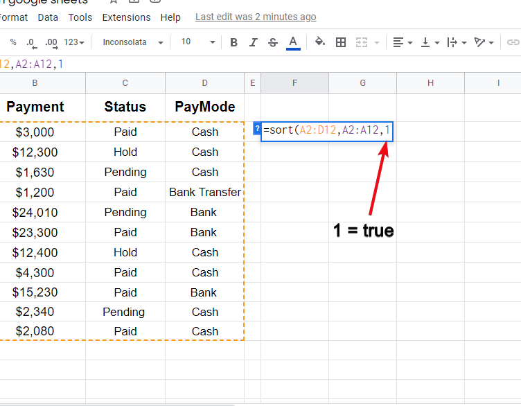 how to sort columns in google sheets f2.2